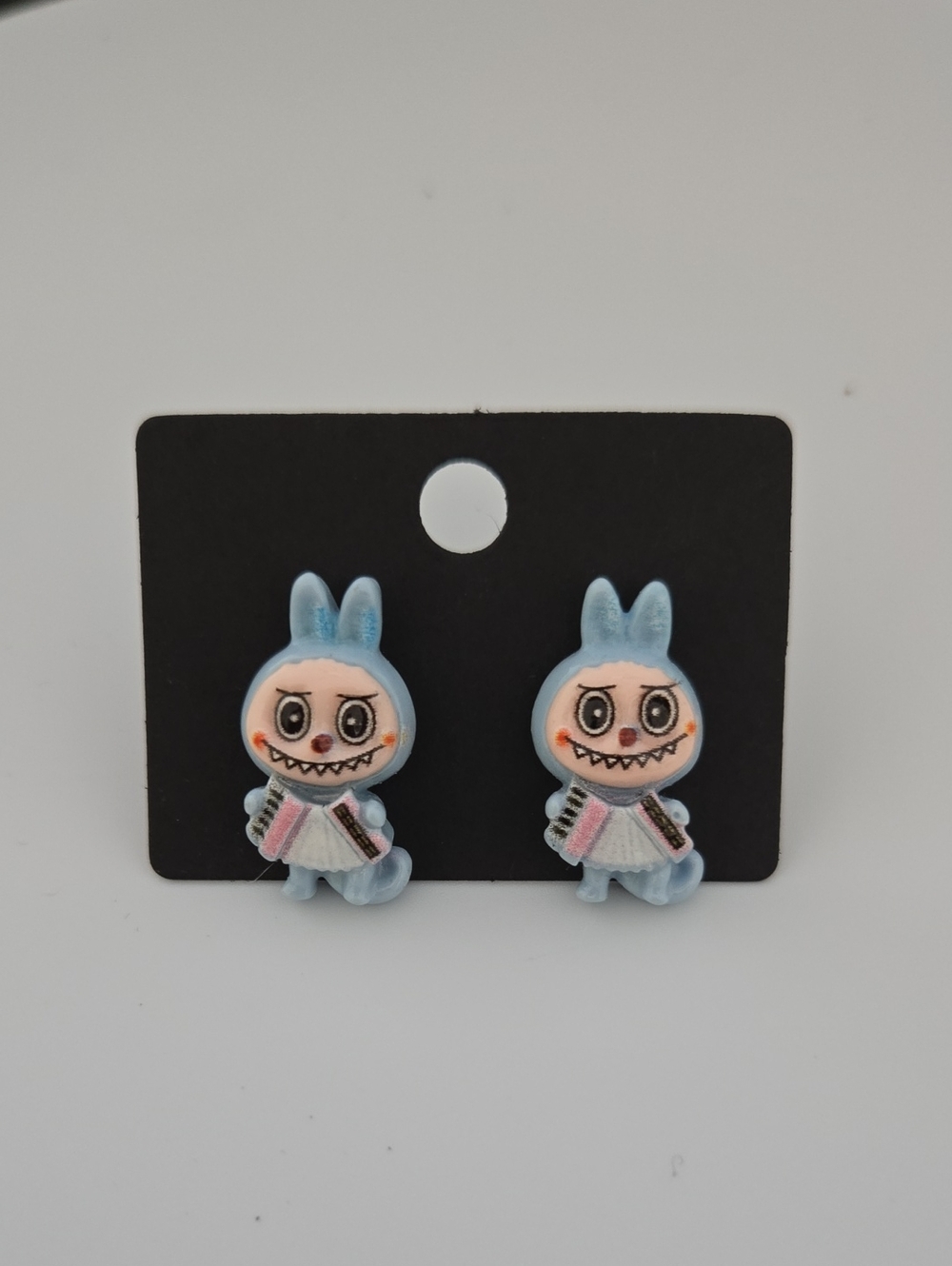 Blue Bunny Character Stud Earrings for Kids